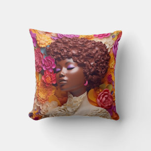 African American Woman Black Queen Melanin Poppin Kudde