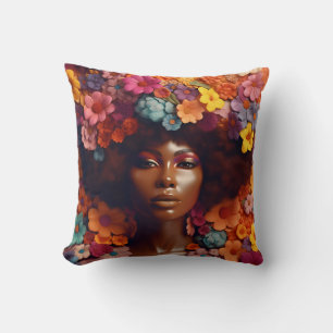 African American Woman Black Queen Melanin Poppin Kudde