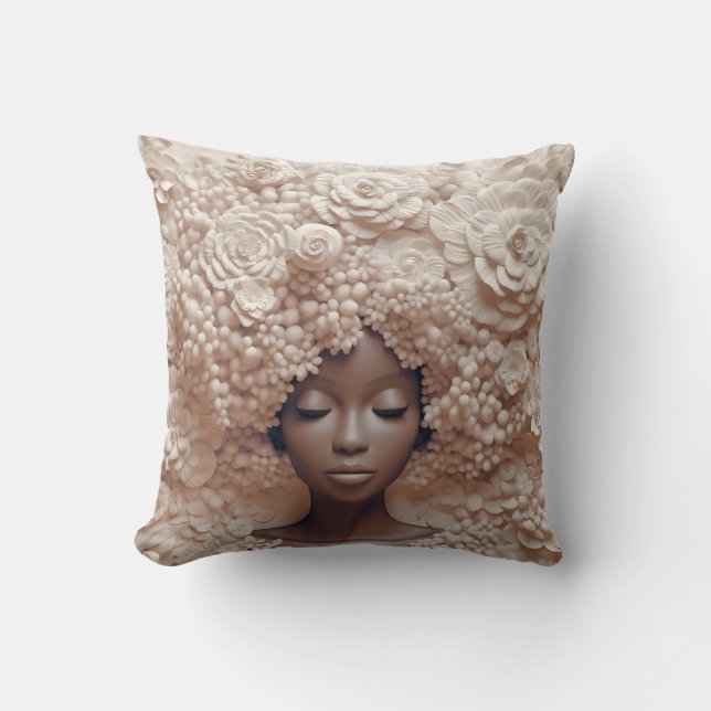 African American Woman Black Queen Melanin Poppin Kudde (Framsida)
