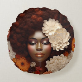 African American Woman Black Queen Melanin Poppin Rund Kudde