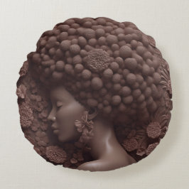 African American Woman Black Queen Melanin Poppin Rund Kudde