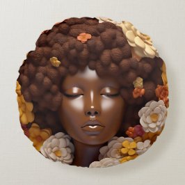 African American Woman Black Queen Melanin Poppin Rund Kudde