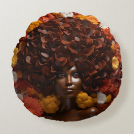 African American Woman Black Queen Melanin Poppin Rund Kudde