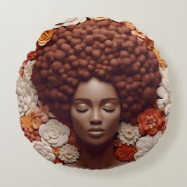 African American Woman Black Queen Melanin Poppin Rund Kudde