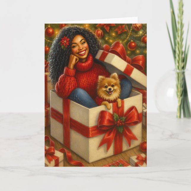African American Woman Christmas Card | Black Card Kort (Framsida)