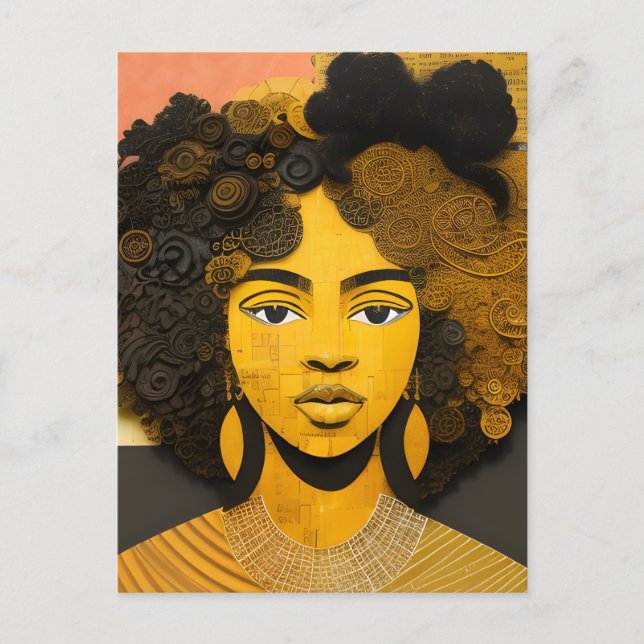 African American Woman Collage Vykort (Framsida)