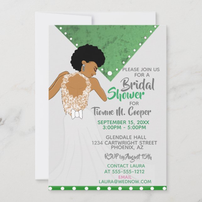 African American Woman Emerald Möhippa Inbjudningar (Framsida)