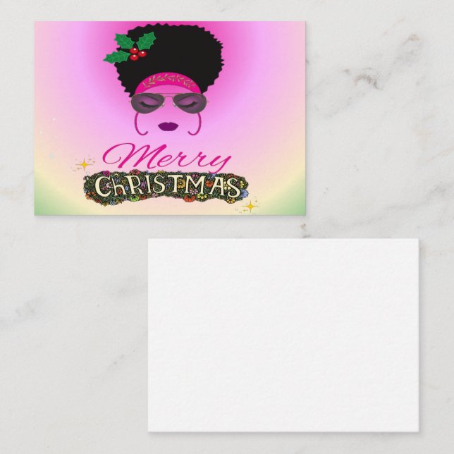 African American Woman God jul Anteckningskort (Fram/baksida)