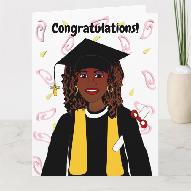 African American Woman Grad Studenten Kort (Framsida)