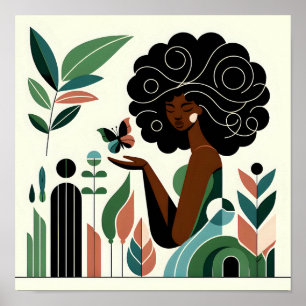 African American Woman Holding a Butterfly Poster