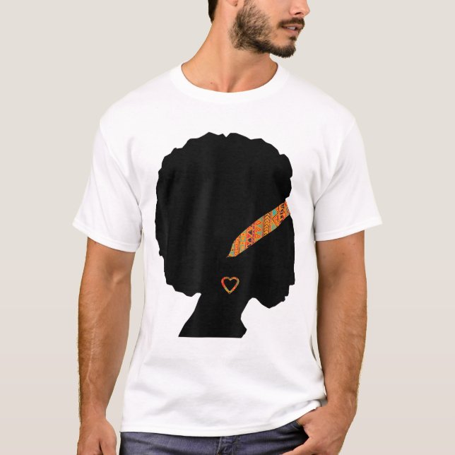 African American Woman Kente Trasa Headband Natura T Shirt (Framsida)