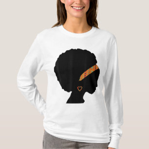 African American Woman Kente Trasa Headband Natura T Shirt