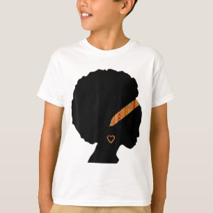 African American Woman Kente Trasa Headband Natura T Shirt