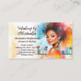 African American Woman Makeup Artist Beauty Salon Visitkort
