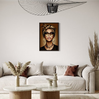 African American Woman Porträtt Artwork Canvastryck