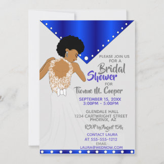African American Woman Royal Blue Möhippa Inbjudningar