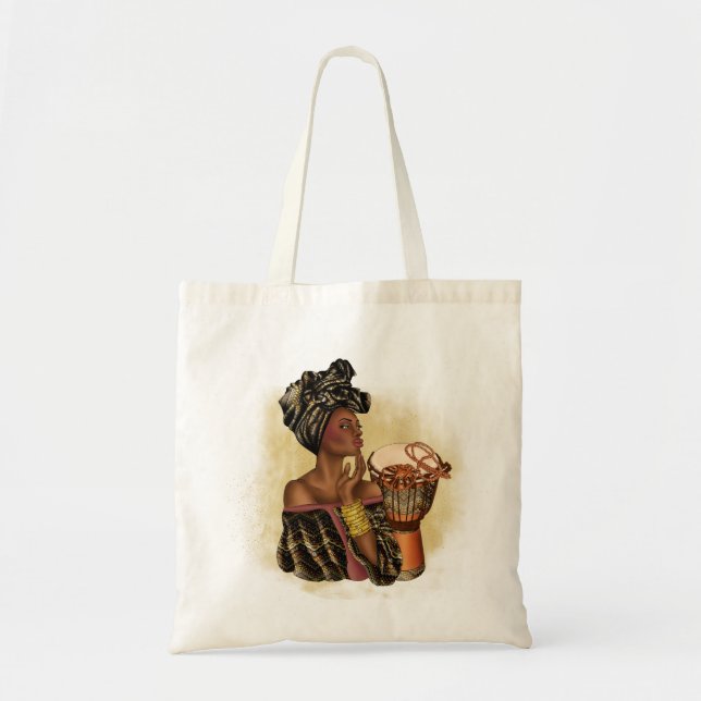 African American Woman Tote Bag Tygkasse (Framsidan)