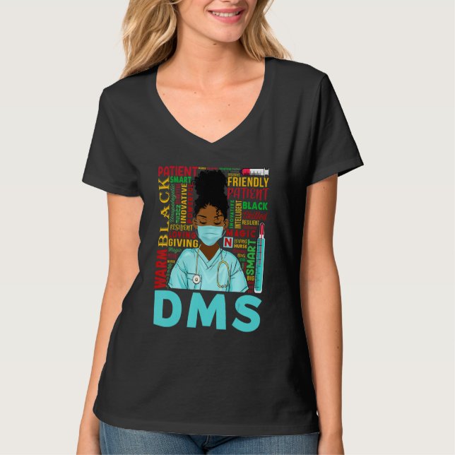 African American Women Black Dms Nurse Black Histo T Shirt (Framsida)