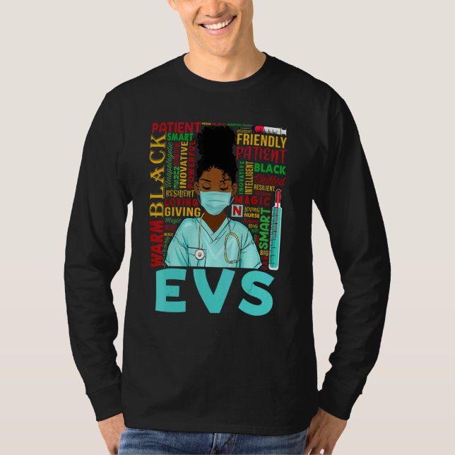 African American Women Black Evs Nurse Black Histo T Shirt (Framsida)