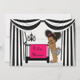 African AmericanZebra Print and Drapes Baby Shower Inbjudningar