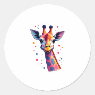African animal art The colorful giraffe for funny  Runt Klistermärke