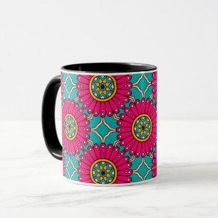 African Ankara Print Magenta & Teal Mugg