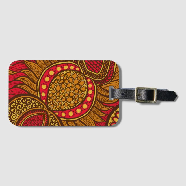 African Ankara Red Global Blommigt Luggage Bagagebricka (Framsida horisontal)
