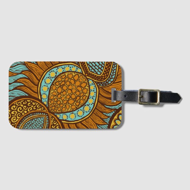 African Ankara Teal Global Blommigt Luggage Bagagebricka (Framsida horisontal)