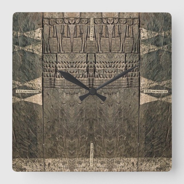 African Art Carving Clock Fyrkantig Klocka (Framsida)