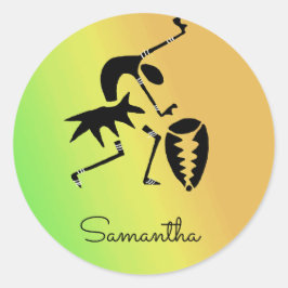 African Art, Colorful, Fantastisk Silhouette Dance Runt Klistermärke