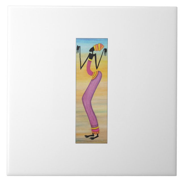 African Art Cute and Snyggt Girl Kakelplatta (Framsidan)