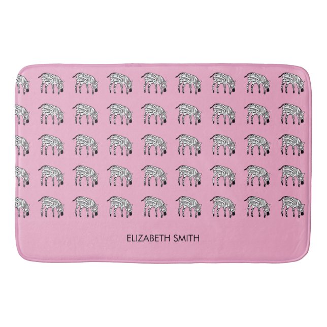 African Art, Cute och Lycklig Kenyan Zebra Badrumsmatta (Framsidan)