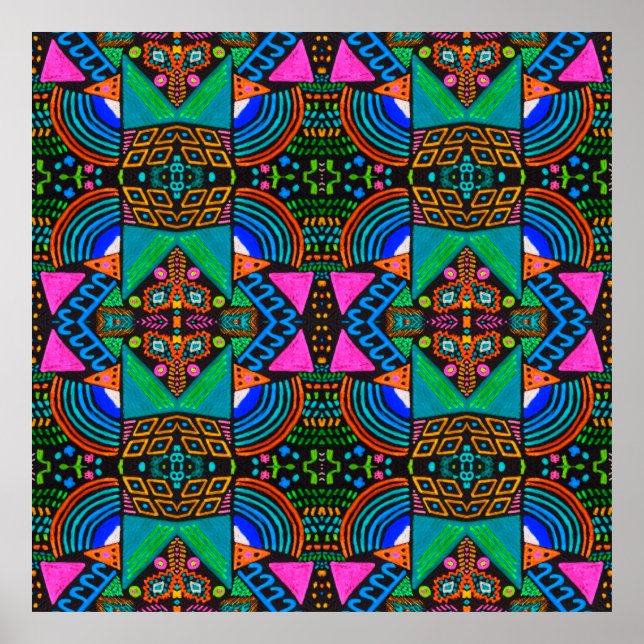 African art drawing. Seamless aztec pattern. Chero Poster (Framsidan)