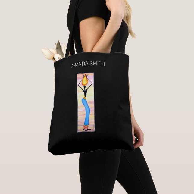 African Art, Elegant Woman, Coconut Oil Seller Tygkasse (Närbild)