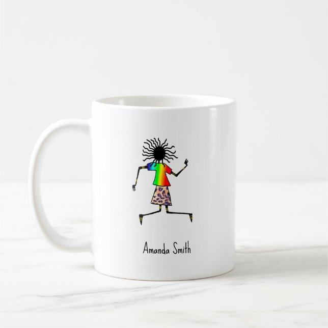 African Art, Fantastisk Colorfu Dancer Kaffemugg (Vänster)