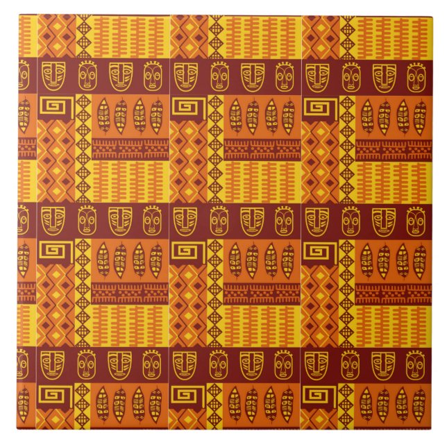 African Art Geometric Mönster Kakelplatta (Framsidan)