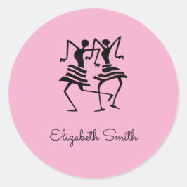 African Art, Monogram, Silhouette Dancers Runt Klistermärke
