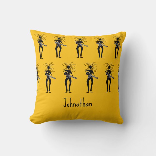 African Art, Silhouette Guitarists Kudde (Framsida)