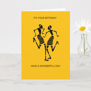 African Art Silhouette Joy Dance Orange Birthday Kort