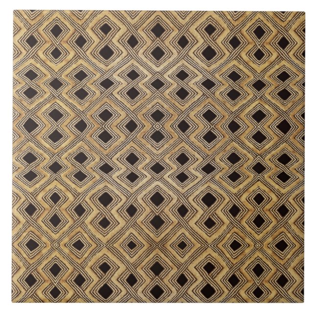 African BaKuba Tribal Ceramic Tile Kakelplatta (Framsidan)