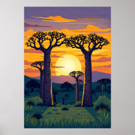 African Baobab Träd Poster