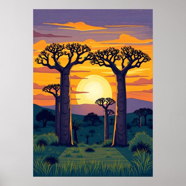 African Baobab Träd Poster (Framsidan)