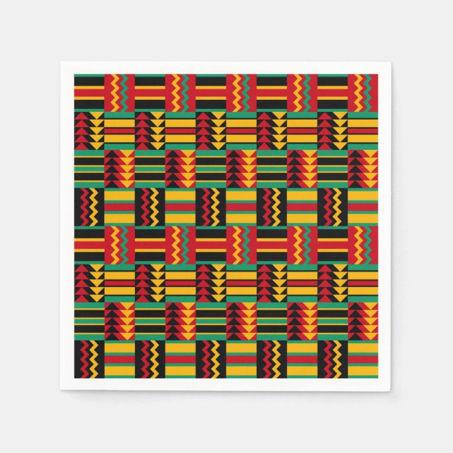 African Basket Weave Pride Red Gult Grönt Black Pappersservett (Framsidan)