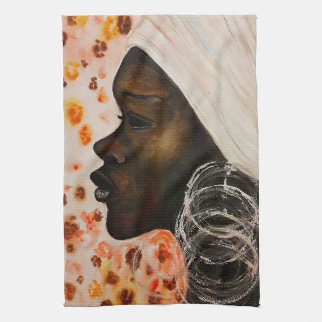 African Beauty Söt Woman Kitchen Towel Kökshandduk (Vertikal)
