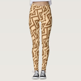 African Beige Brown Minimum Mönster Leggings
