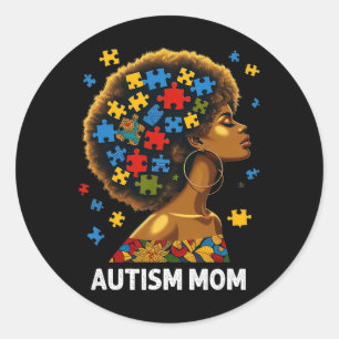 African Black Autism Mamma Afro Mor Autism Awaren Runt Klistermärke