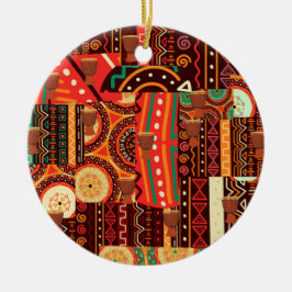 African Black Kente Tribal Mönster decor Julgransprydnad Keramik