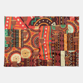 African Black Kente Tribal Mönster decor Kökshandduk