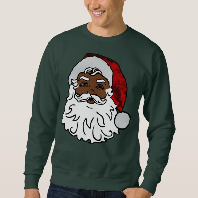 african Black Santa christmas Lång Ärmad Tröja (Framsida)