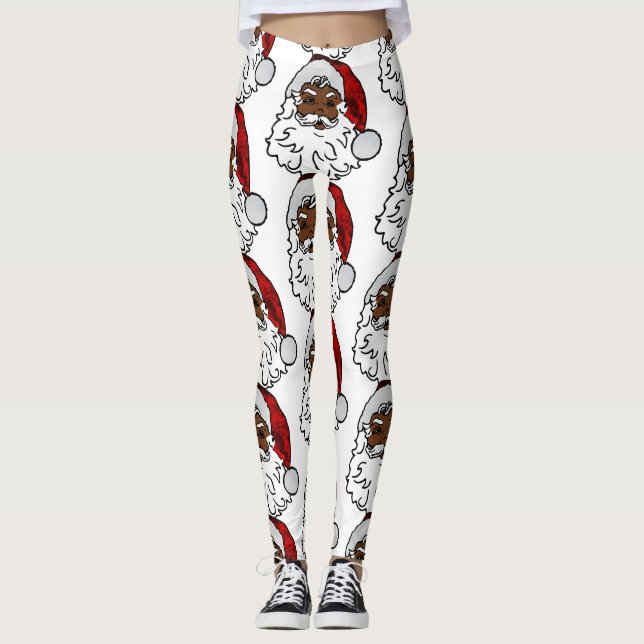 african Black Santa christmas Leggings (Framsida)